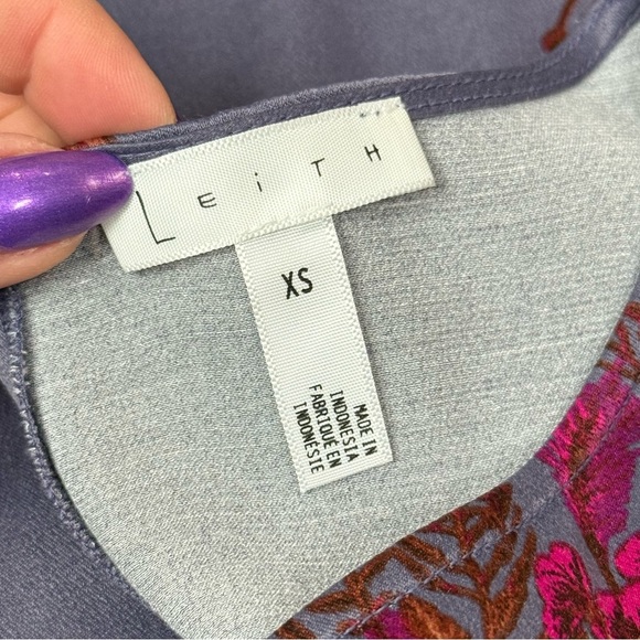 Leith Lavender Floral Satin Shift Dress Size Large, Purple Pink Floral Dress - Picture 2 of 12